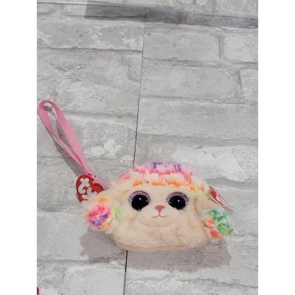 Ty Gear Beanie Boos Rainbow The Poodle Wristlet Coin Purse With Strap